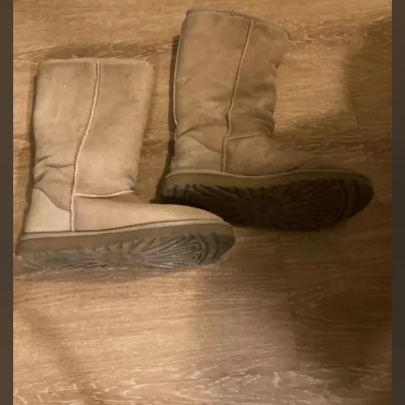 Size 10 UGG Boots 14” tall w/thick and plush genuine shearling lining. Worn Once - Picture 3 of 4